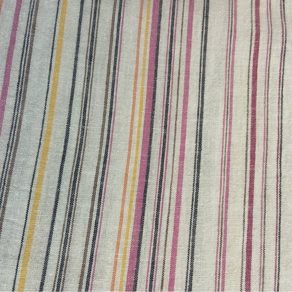 Chico’s Linen Blend Striped Tunic Top Size M White Pink Multi Button Sleeve Boxy - Picture 12 of 13